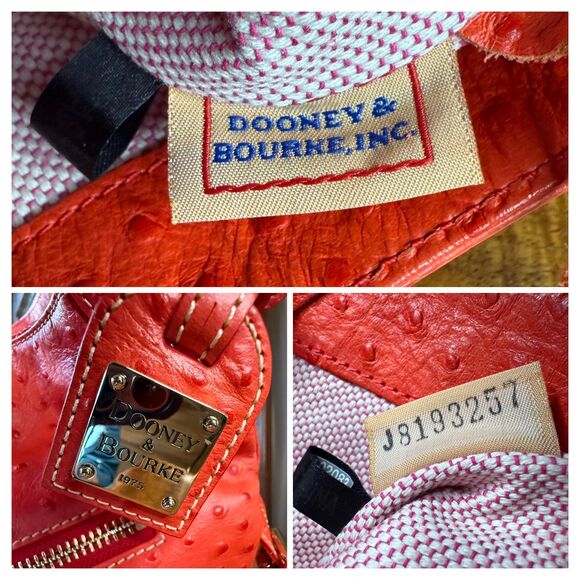 Dooney & Bourke Red Vintage Ostrich Hobo Bag - Picture 12 of 13